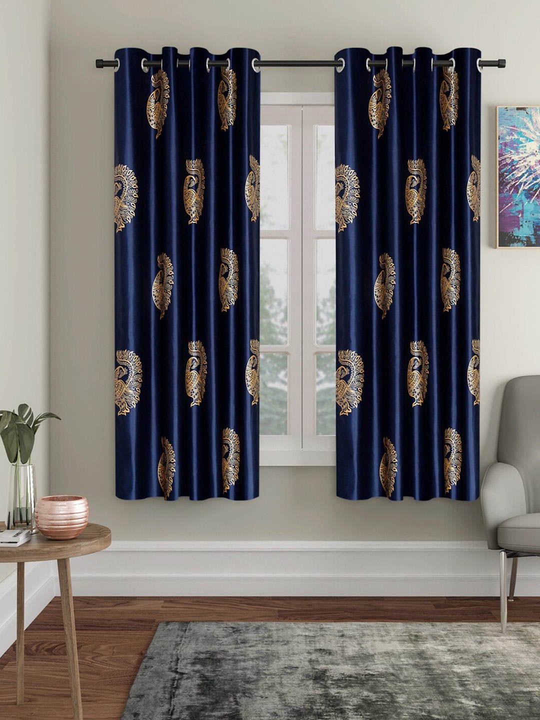 

Home Sizzler Blue & Beige Set of 2 Ethnic Motifs Window Curtain