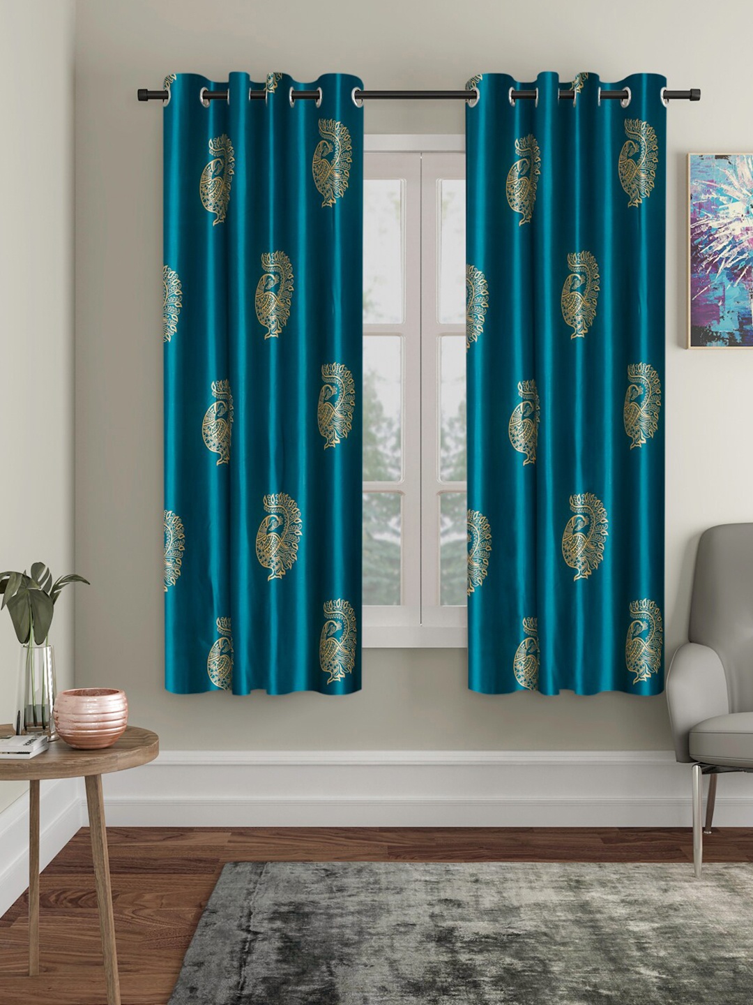 

Home Sizzler Teal Set of 2 Ethnic Motifs Window Curtain