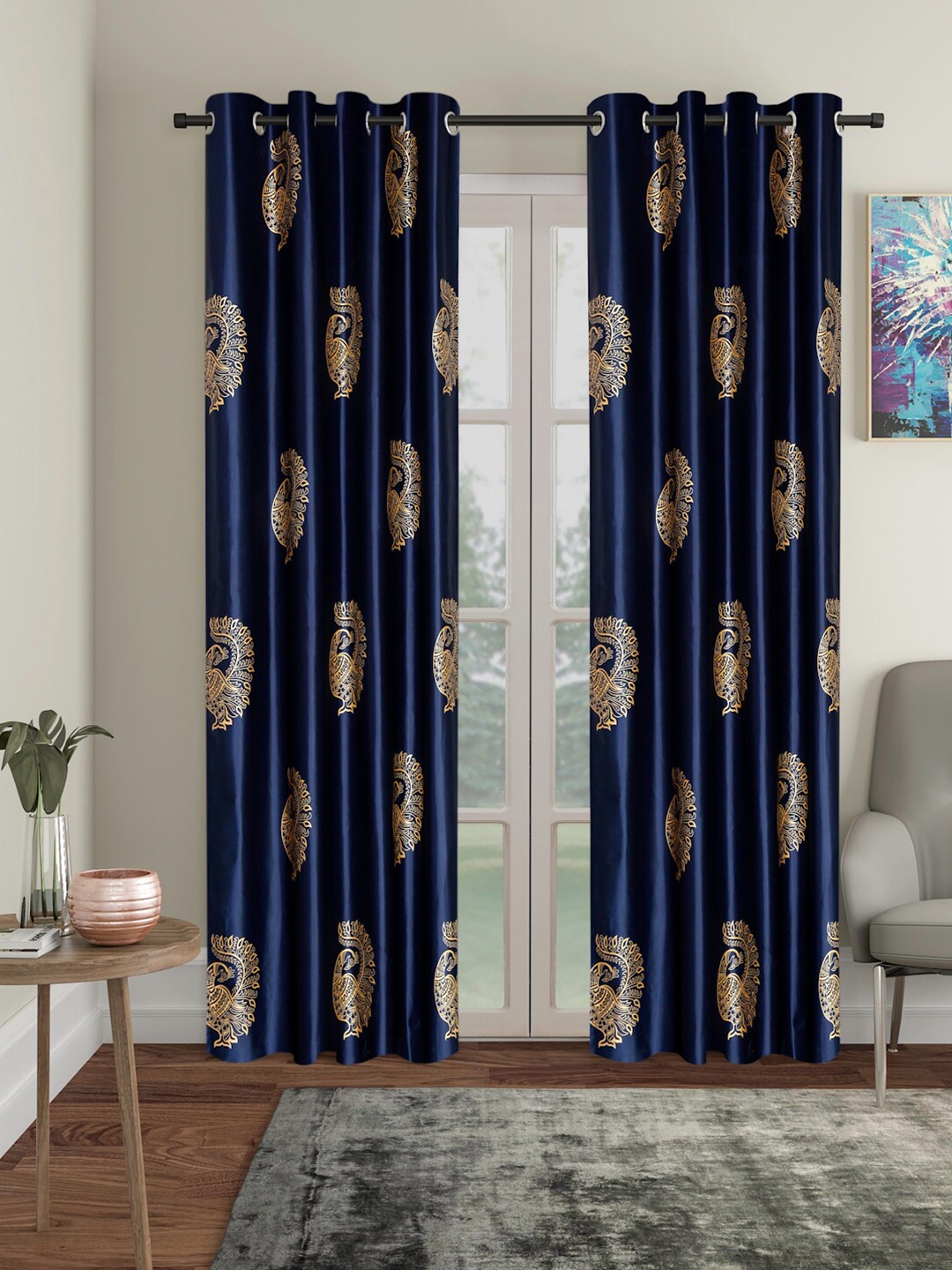 

Home Sizzler Blue & Beige Set of 2 Ethnic Motifs Long Door Curtain