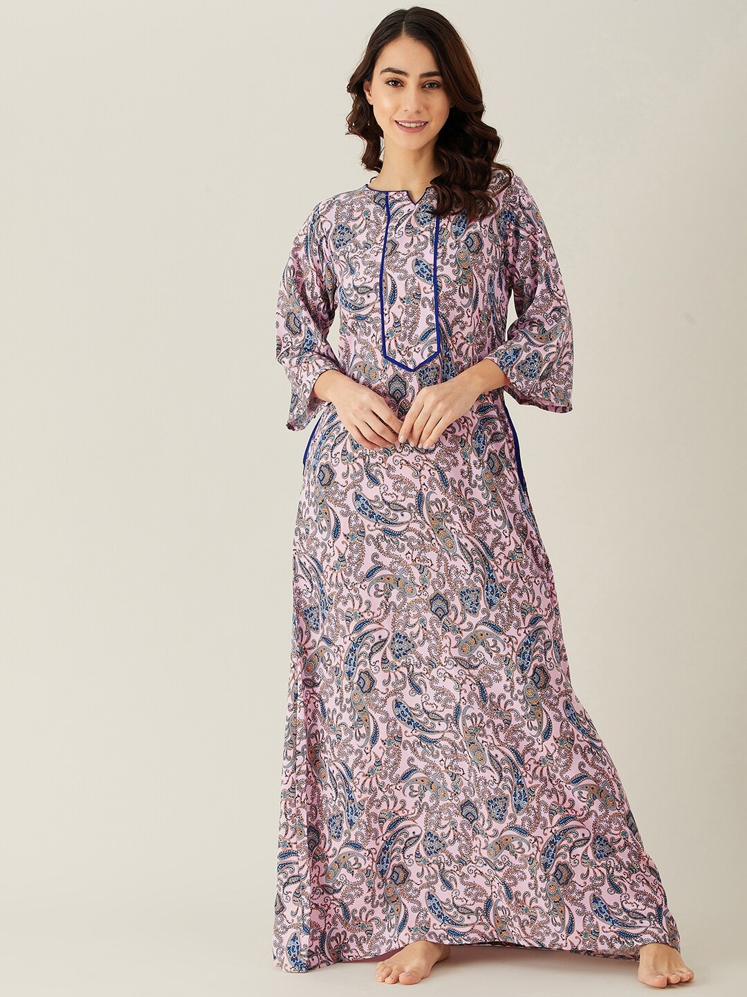 

The Kaftan Company Women Pink Printed Nightdress