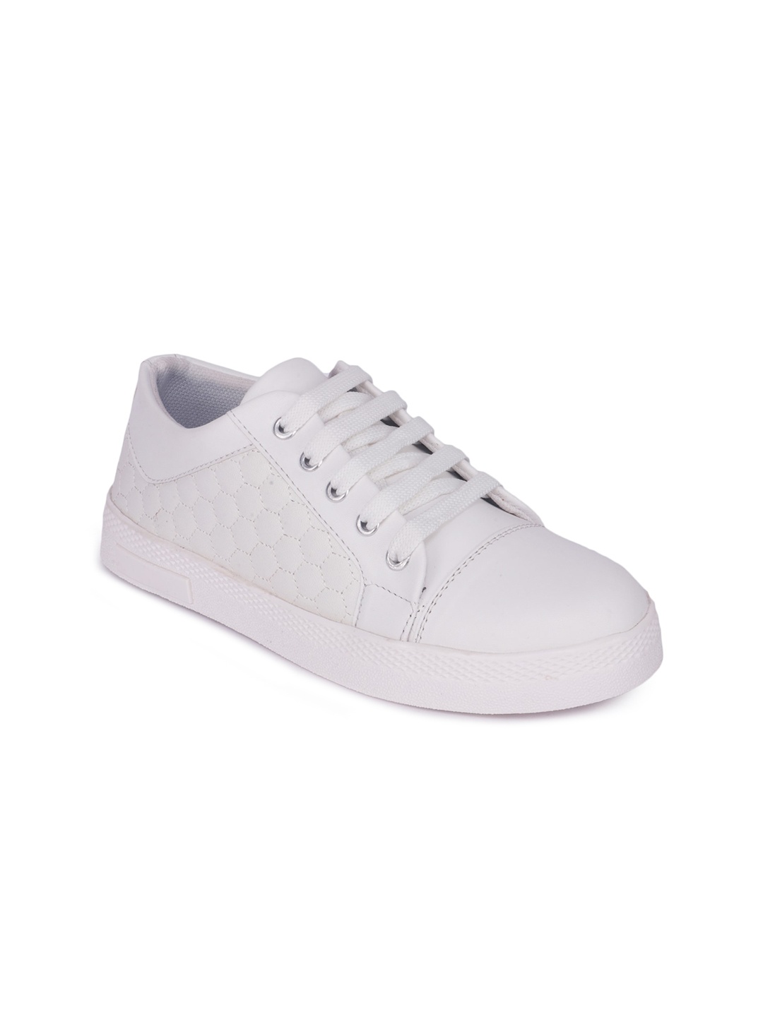 

Sanhose Women White Textured Sneakers