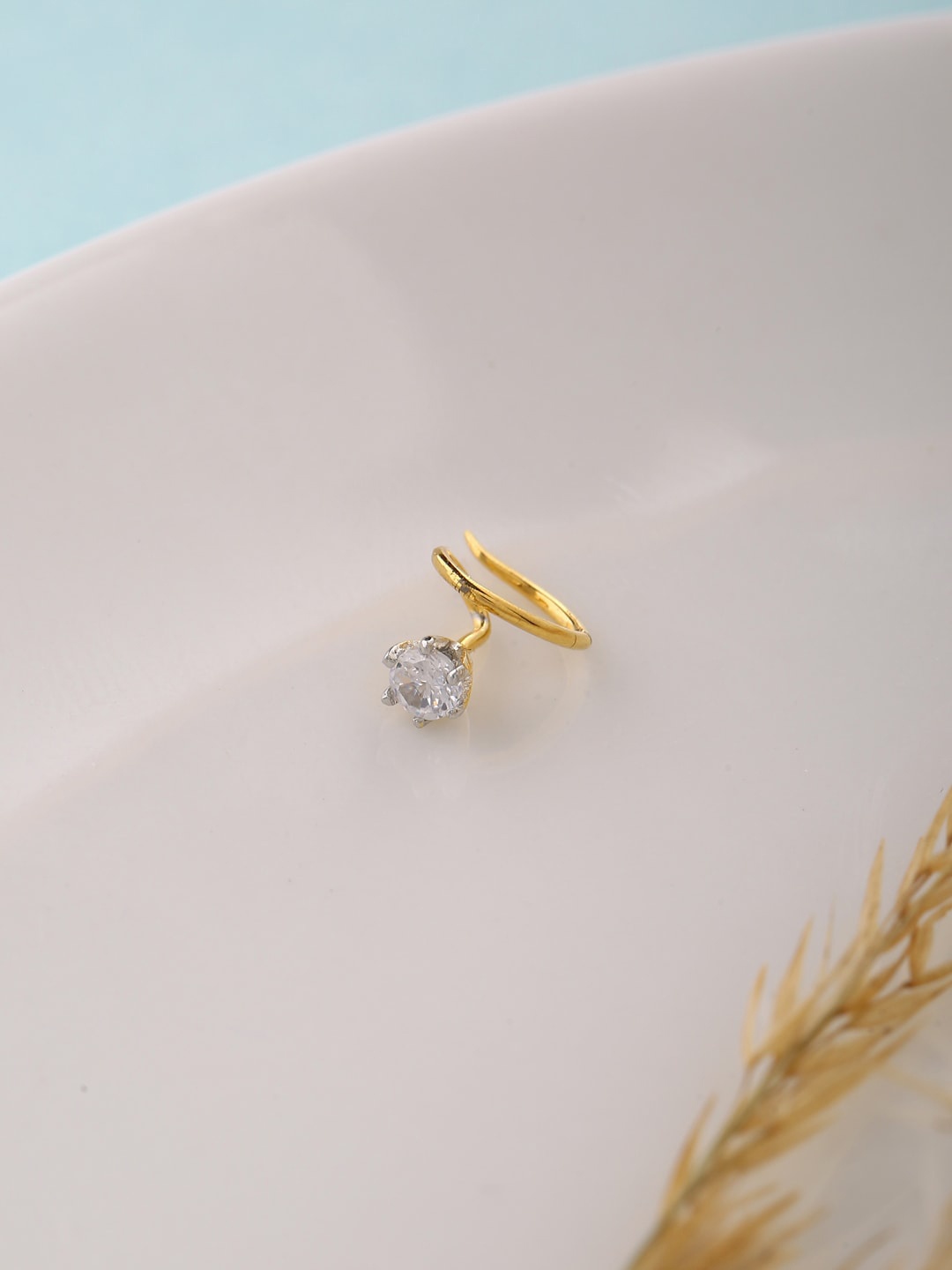 

ADORN by Nikita Ladiwala Women Gold-Plated Sterling Silver CZ Studded Nosepin