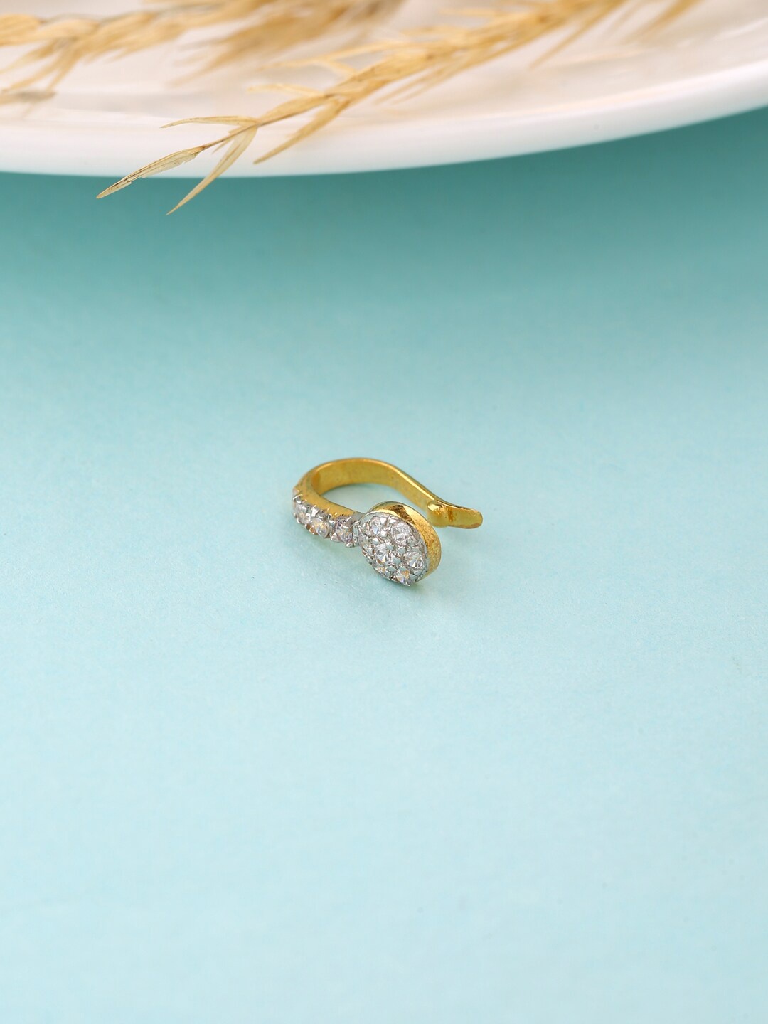 

ADORN by Nikita Ladiwala Gold-Plated Cubic Zirconia Studded Sterling Silver Nose Pin