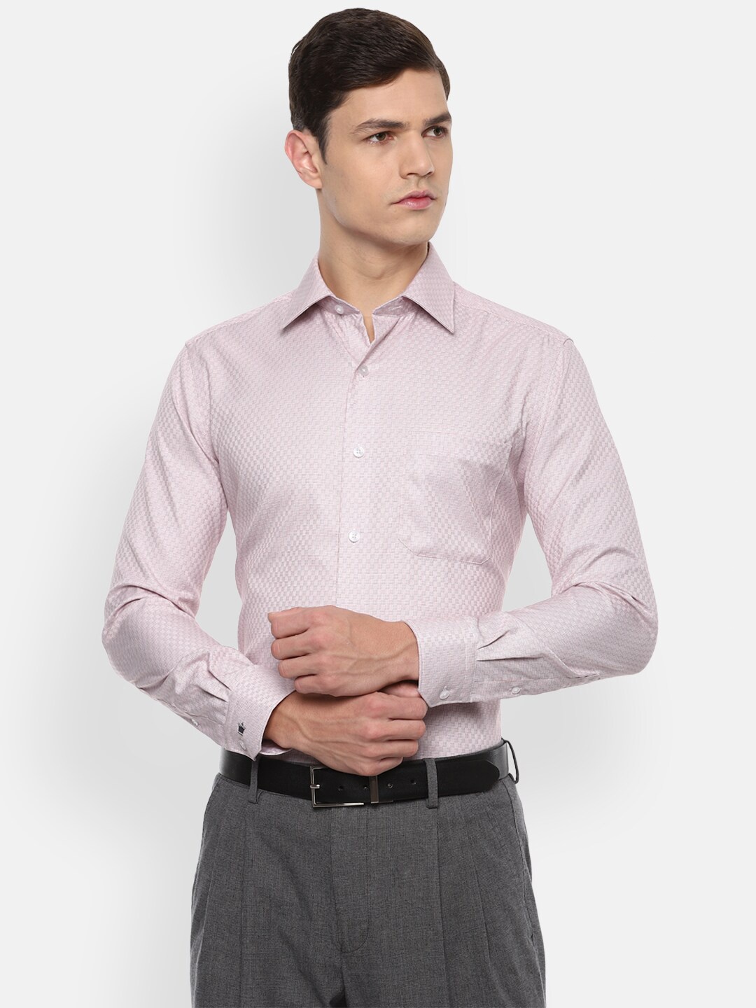 

Louis Philippe Permapress Men Purple Printed Formal Shirt