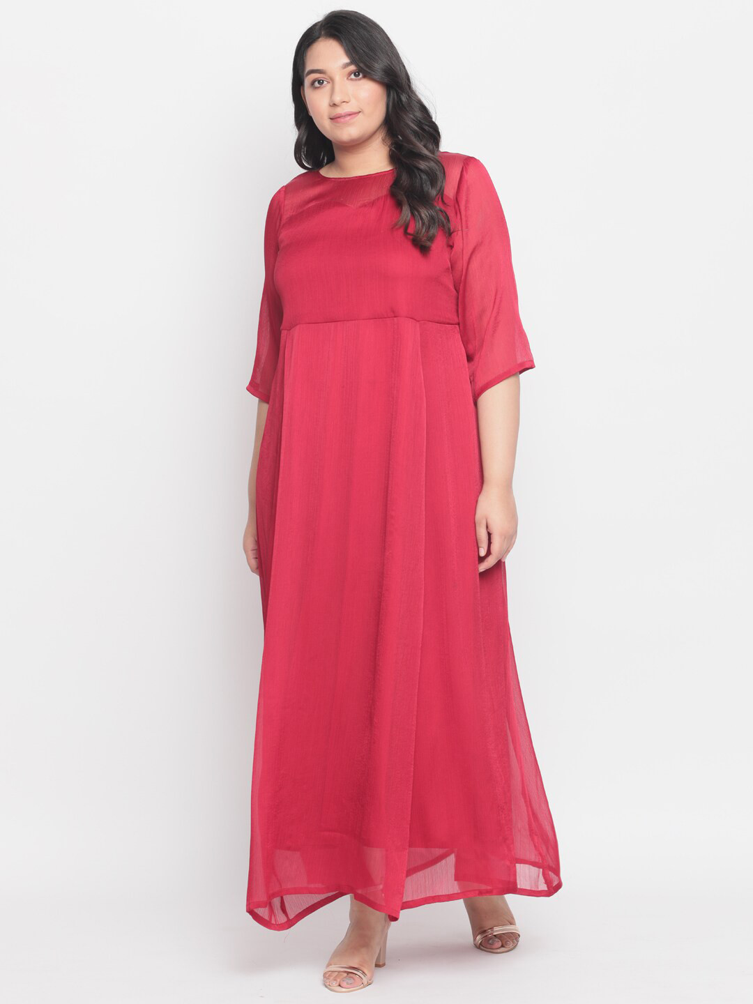 

Amydus Women Plus Size Red Chiffon Maxi Dress