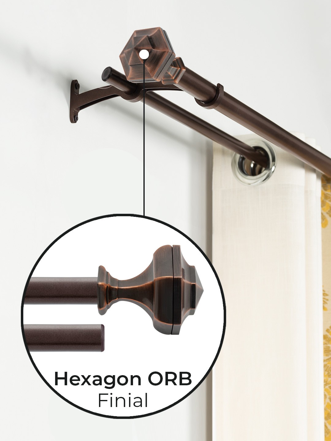 

Deco Window Brown 1 Pc Extendable Double Curtain Rod with Brackets