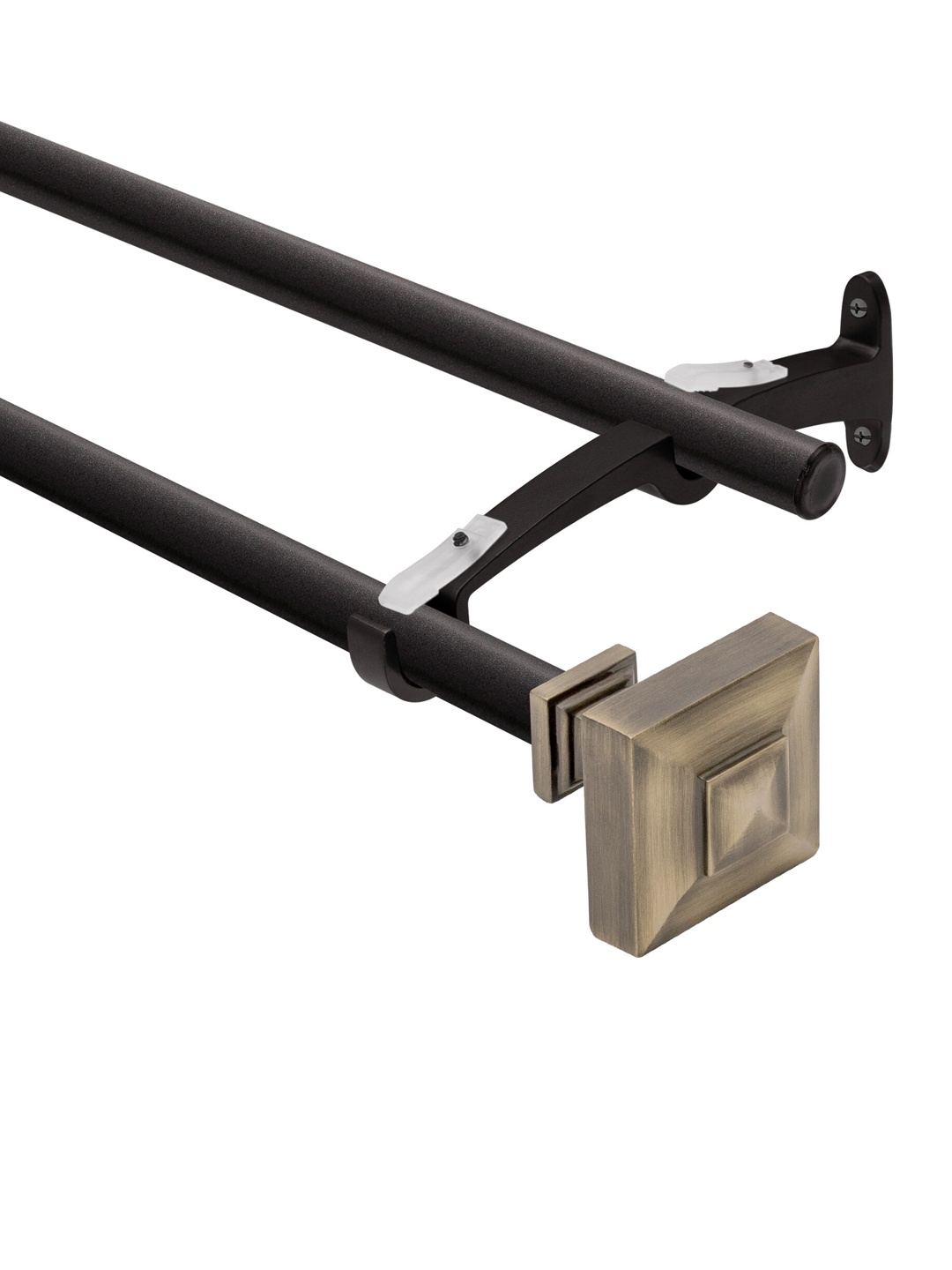 

Deco Window Brass-Toned Extendable Double Curtain Rod With Brackets, Gold