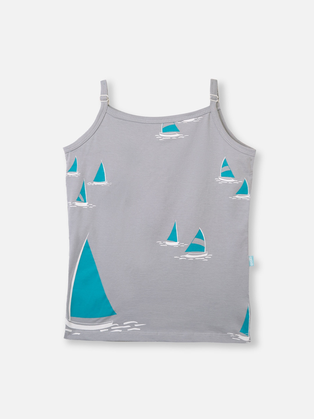 

You Got Plan B Infant Girls Grey & Blue Printed Pure Cotton Innerwear Vest