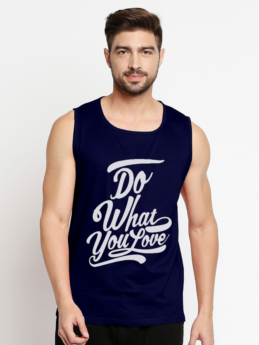 

Blacksmith Men Blue Typography Printed Training or Gym Cotton T-shirt