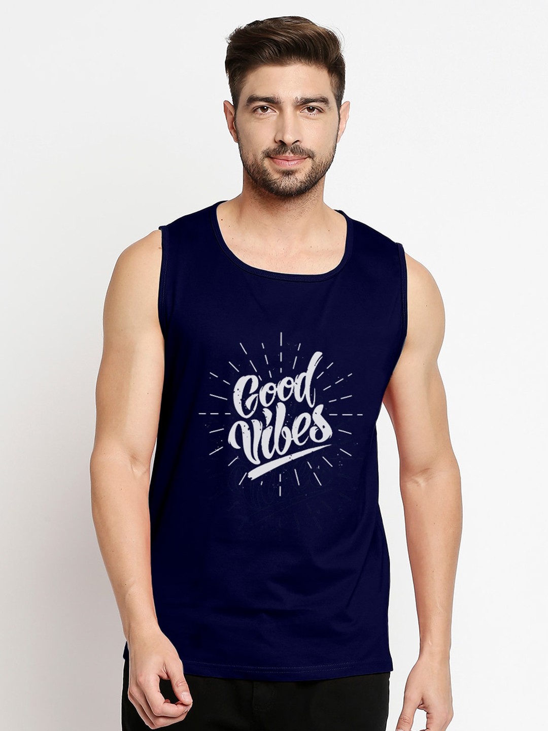 

Blacksmith Men Blue Varsity Printed Training or Gym T-shirt