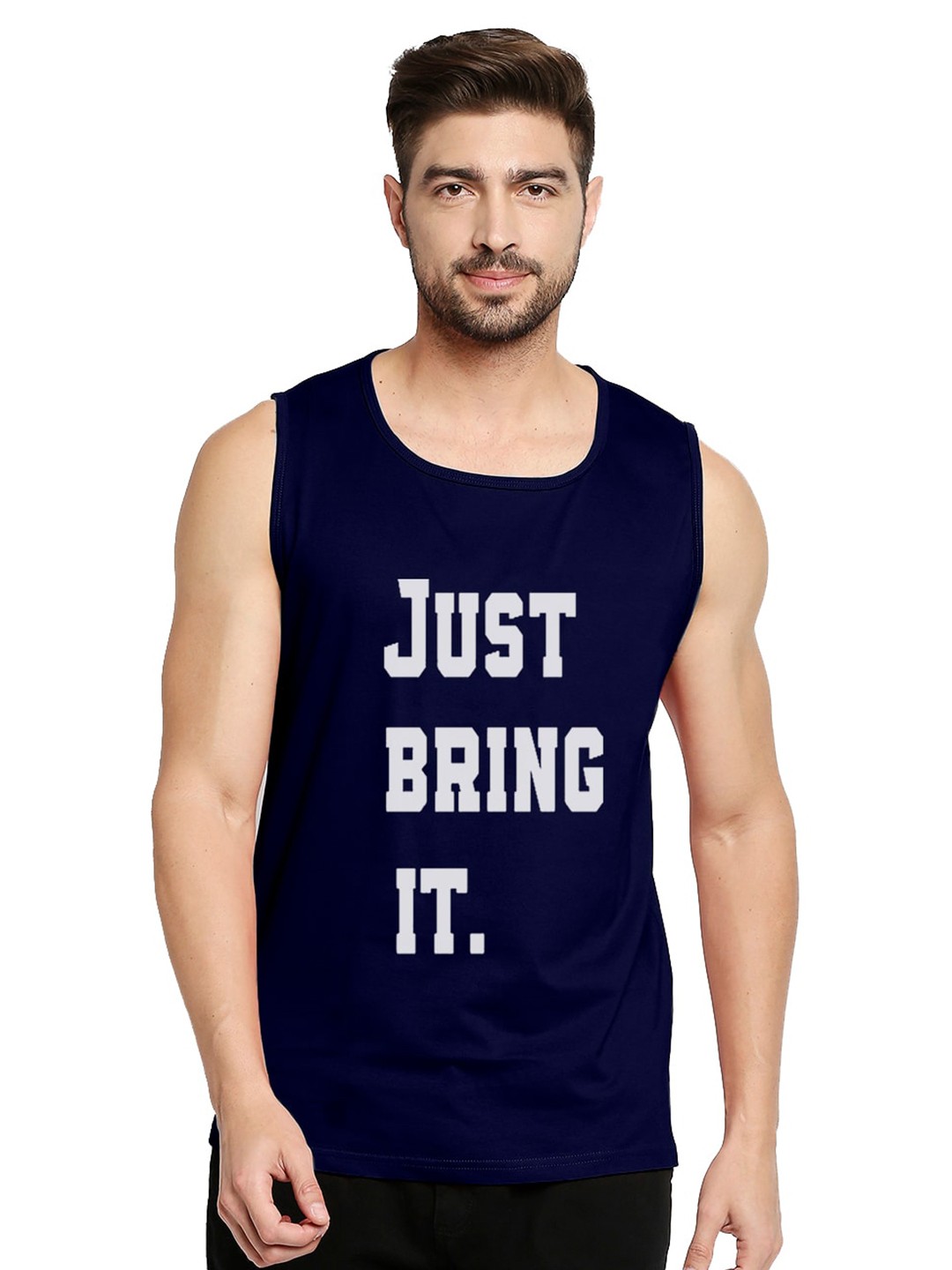 

Blacksmith Men Blue Typography Printed Training or Gym T-shirt