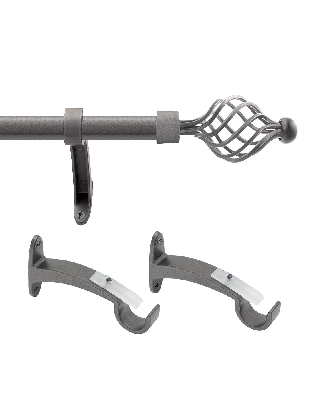 

Deco Window Grey Solid Extendable Curtain Rods With Brackets