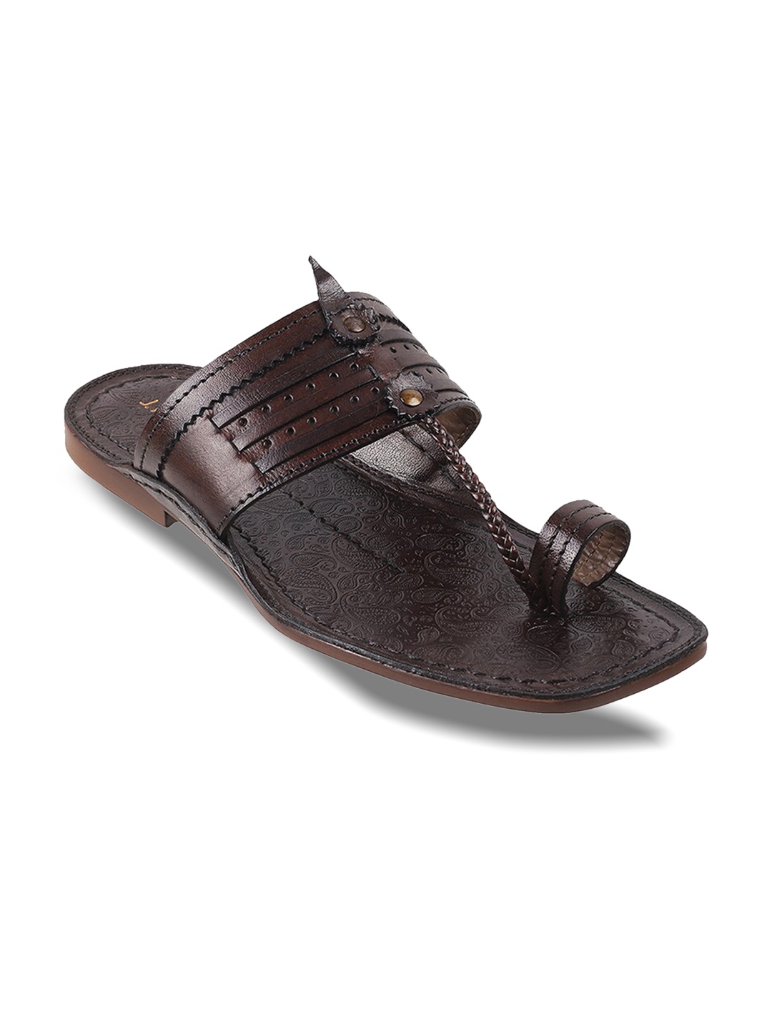 

J FONTINI Men Brown Ethnic Leather Comfort Sandals