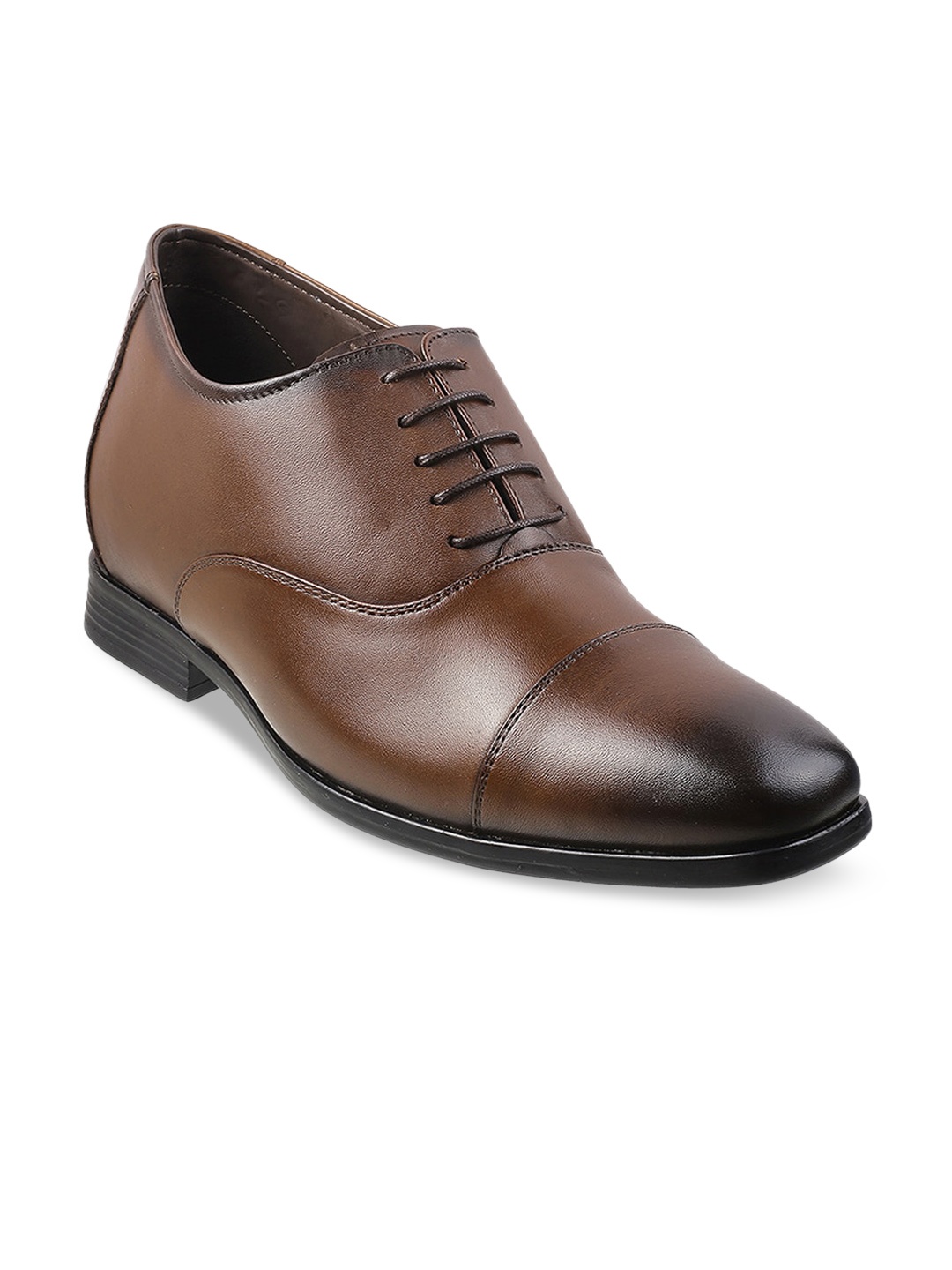 

J.FONTINI Men Brown Solid Leather Formal Oxfords