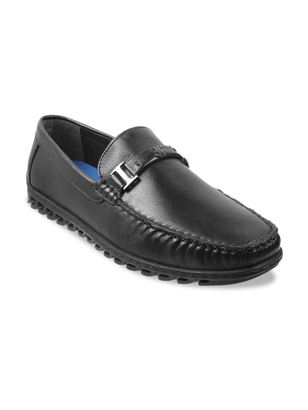 

J FONTINI Men Black Leather Loafers