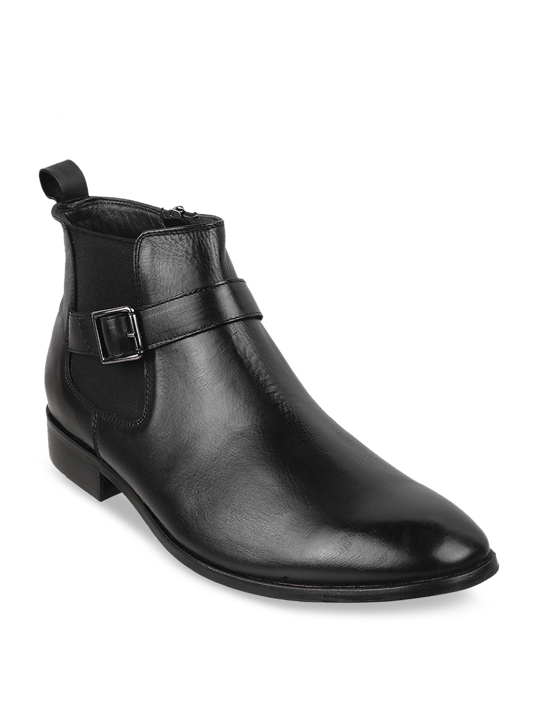 

J.FONTINI Men Black Solid Formal Leather Boots