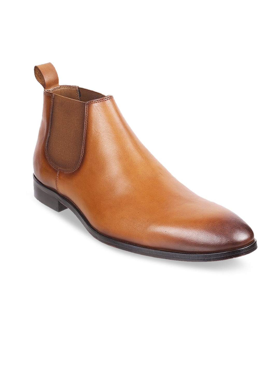 

J.FONTINI Men Tan Solid Leather Formal Boots