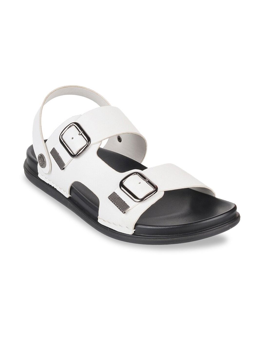 

J FONTINI Men White & Black Comfort Sandals