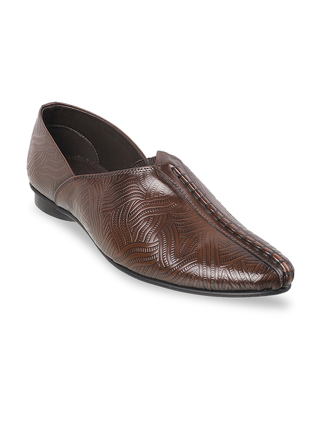 

J.FONTINI Men Brown Textured Mojaris