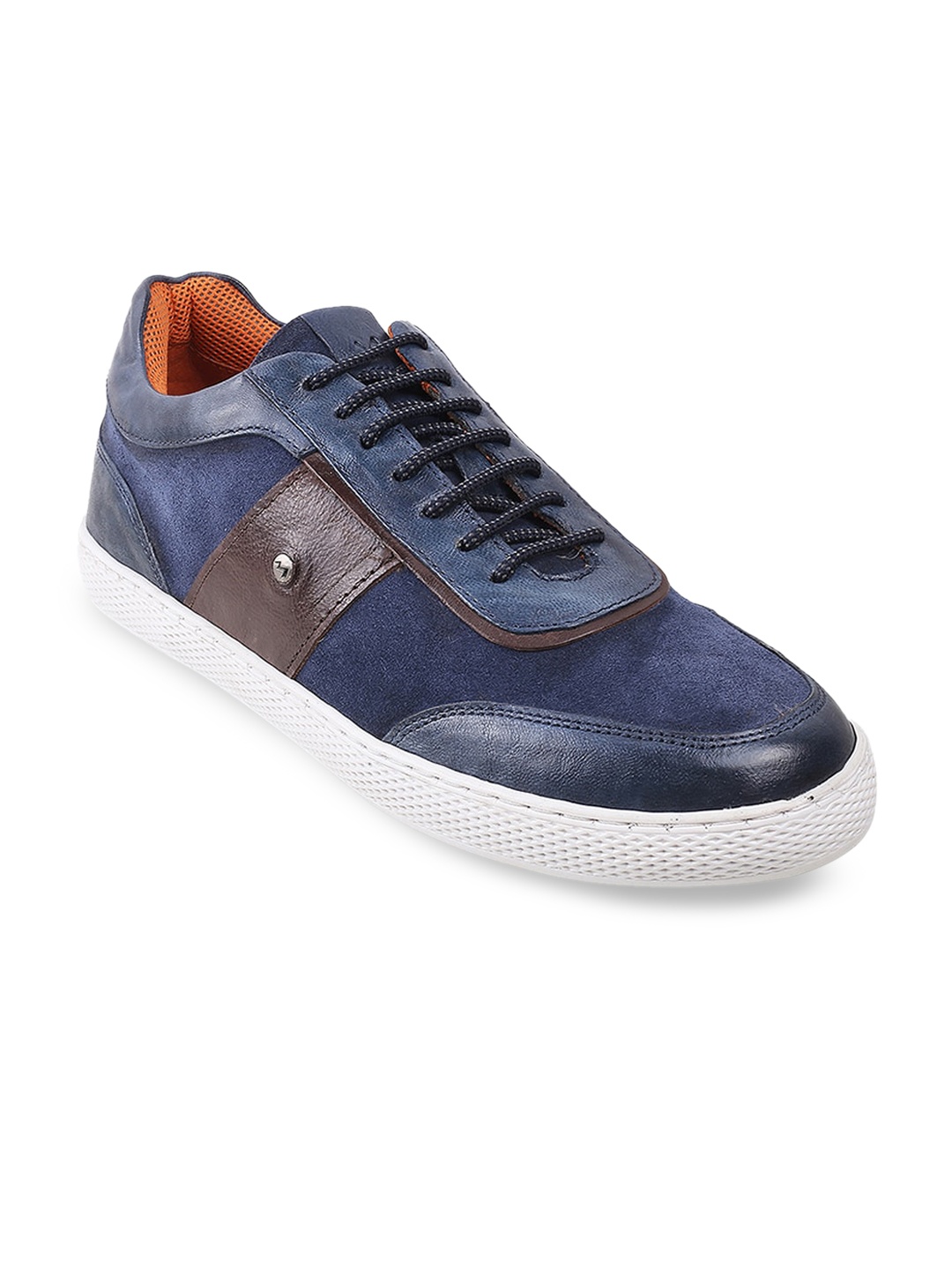

Metro Men Navy Blue & Brown Colourblocked Suede Sneakers