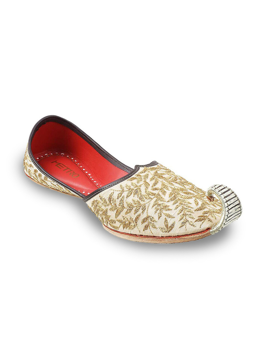 

Metro Men Gold-Toned Embroidered Mojaris