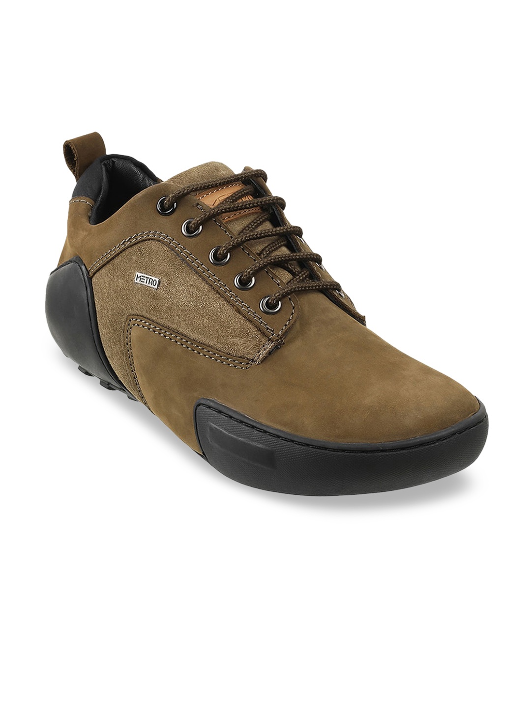 

Metro Men Olive Green Colourblocked Suede Sneakers