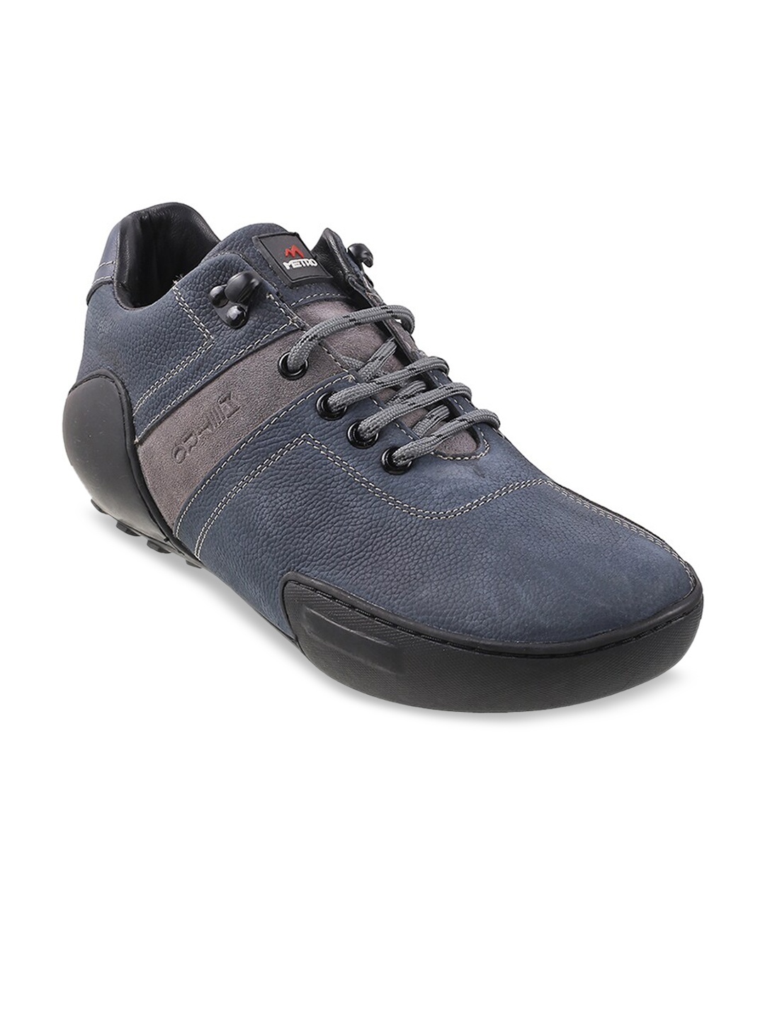 

Metro Navy Blue Textured Round Toe Sneakers