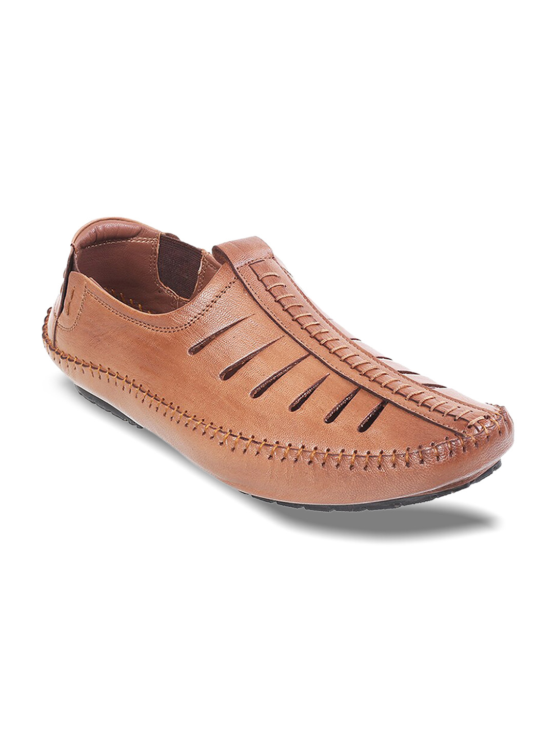 

Metro Men Tan Ethnic Leather Shoe-Style Sandals