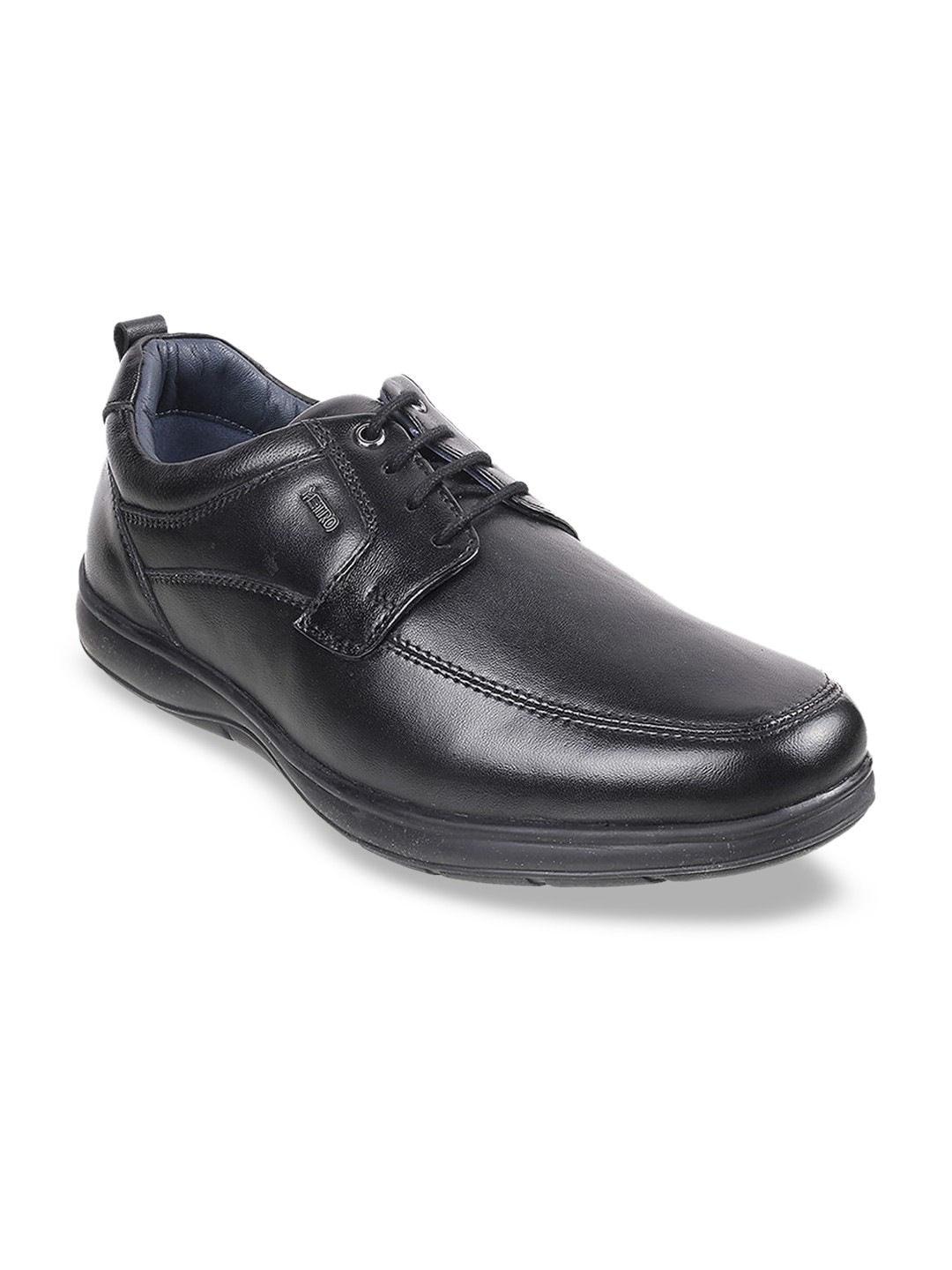 

Metro Men Black Solid Leather Derbys