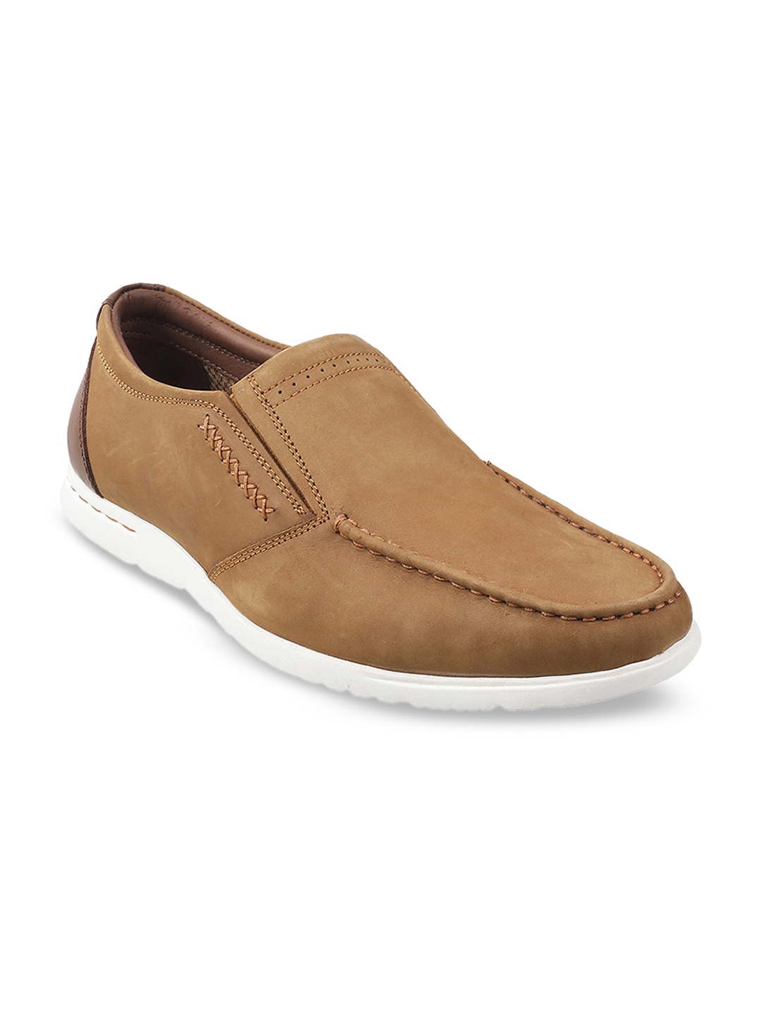 

Metro Men Camel Brown Suede Slip-On Sneakers