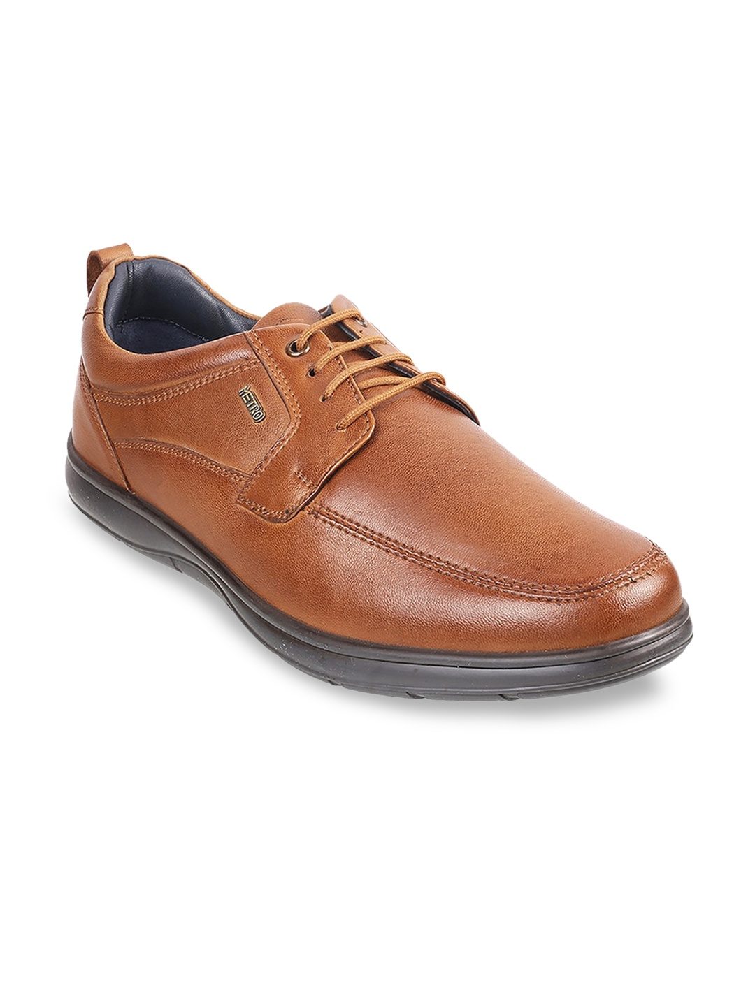 

Metro Men Tan Brown Solid Leather Formal Derbys