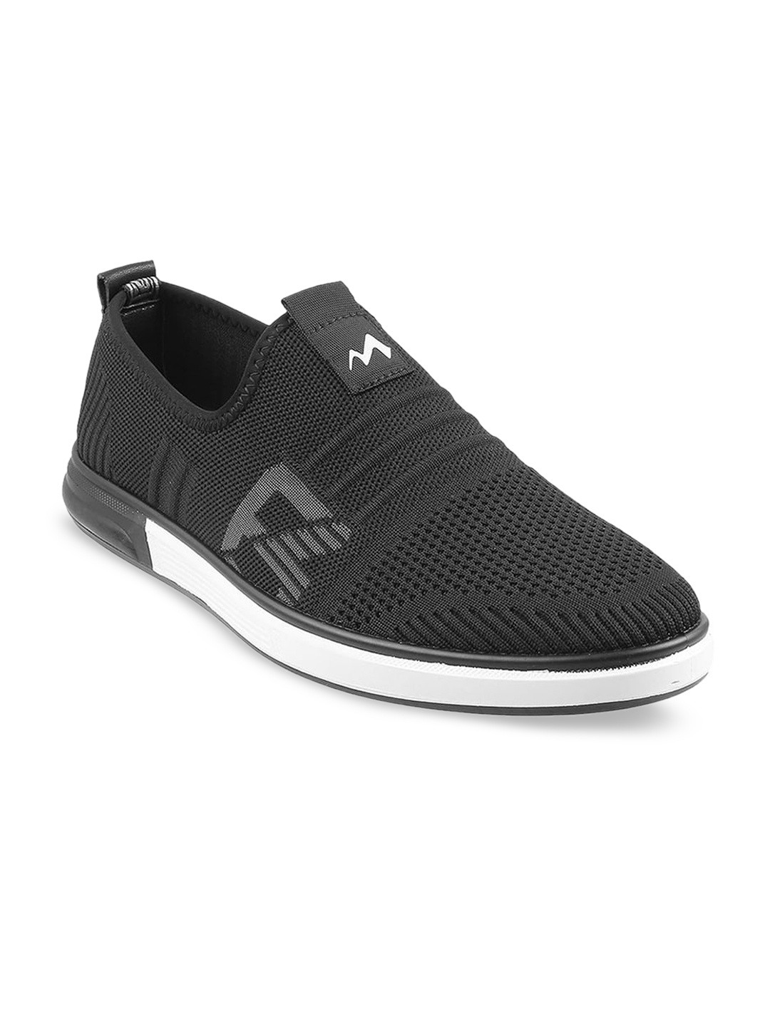 

Metro Men Black Woven Design Slip-On Sneakers