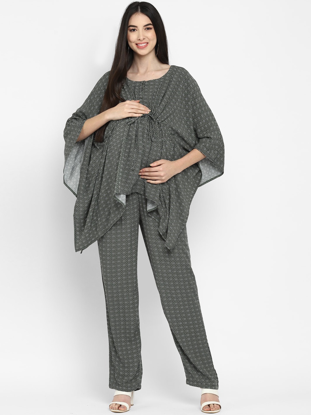 

Momsoon Maternity Women Grey Printed Kaftan Top with Trousers