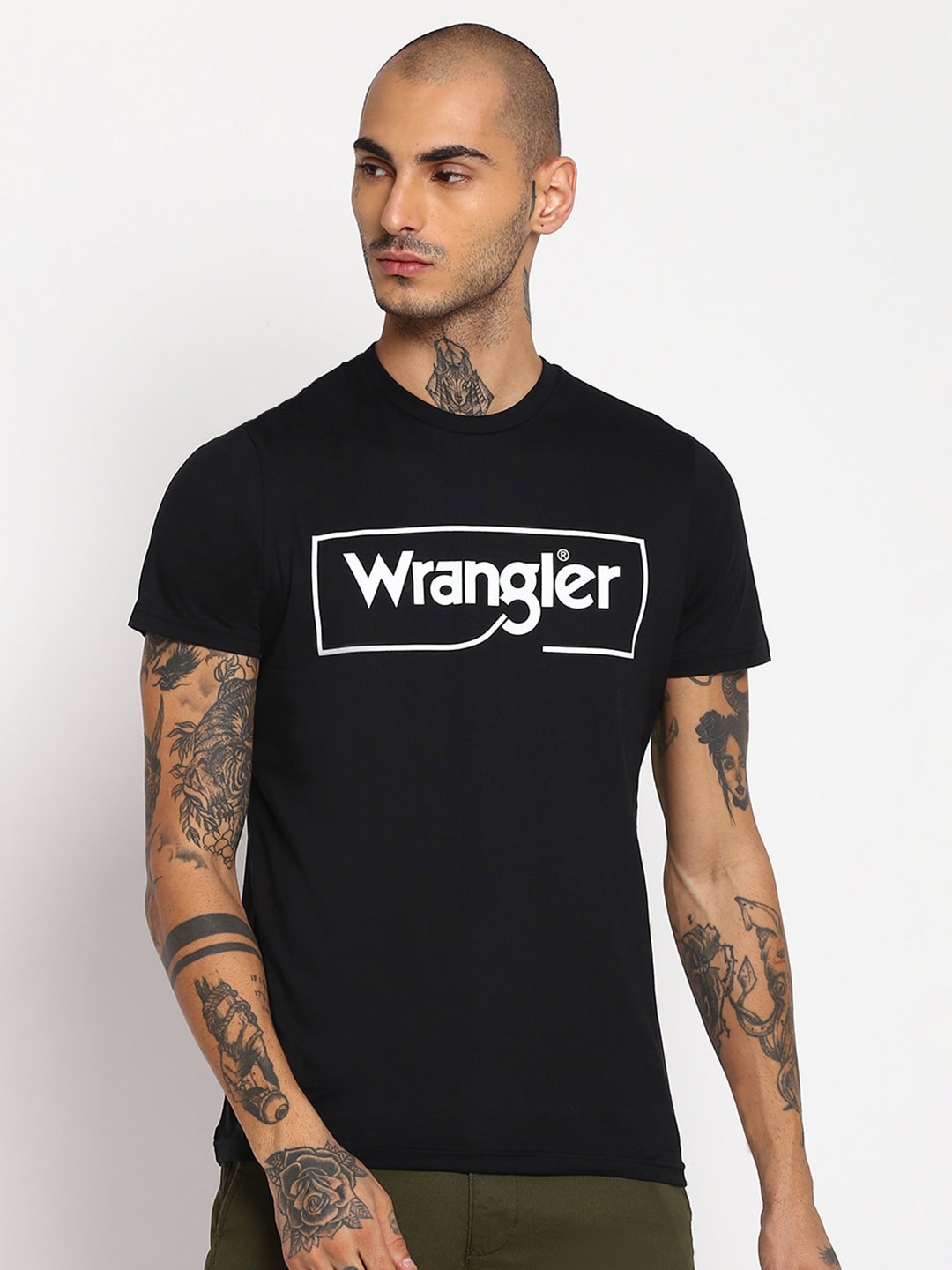 

Wrangler Men Black Typography Printed T-shirt