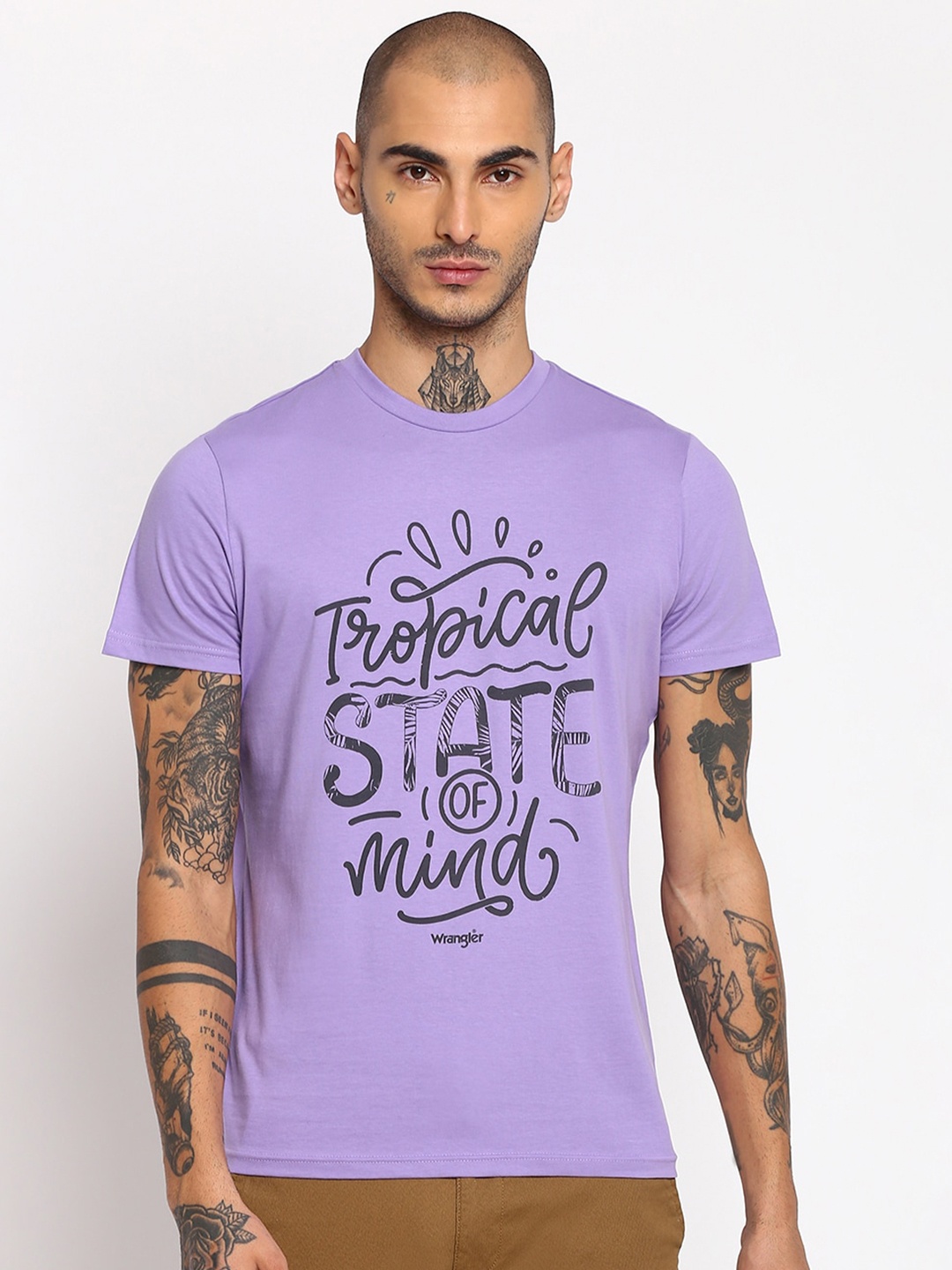 

Wrangler Men Purple Typography Printed T-shirt