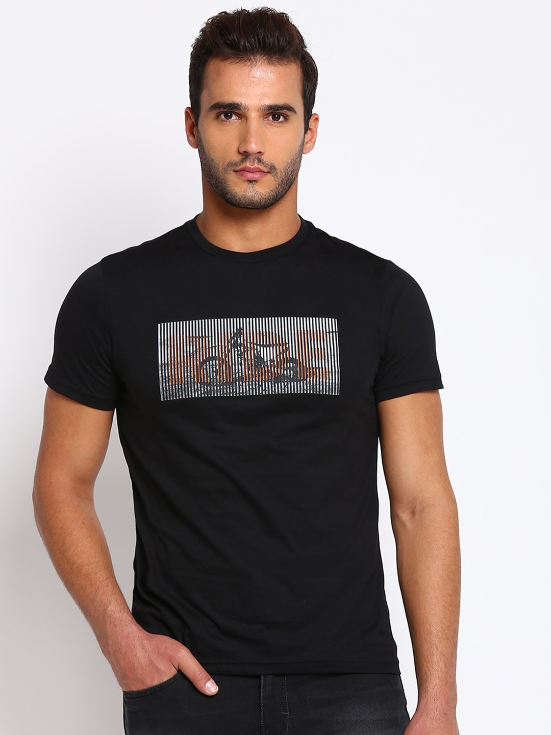 Wrangler Men Black Typography Printed T-shirt