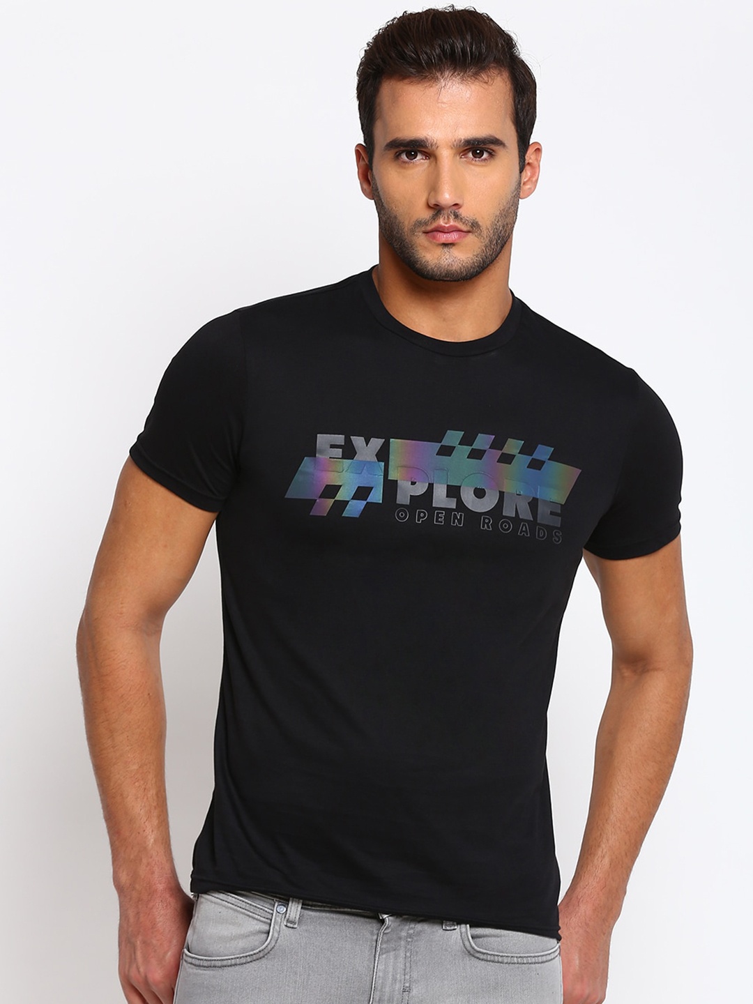 Wrangler Men Black Typography Printed Cotton T-shirt