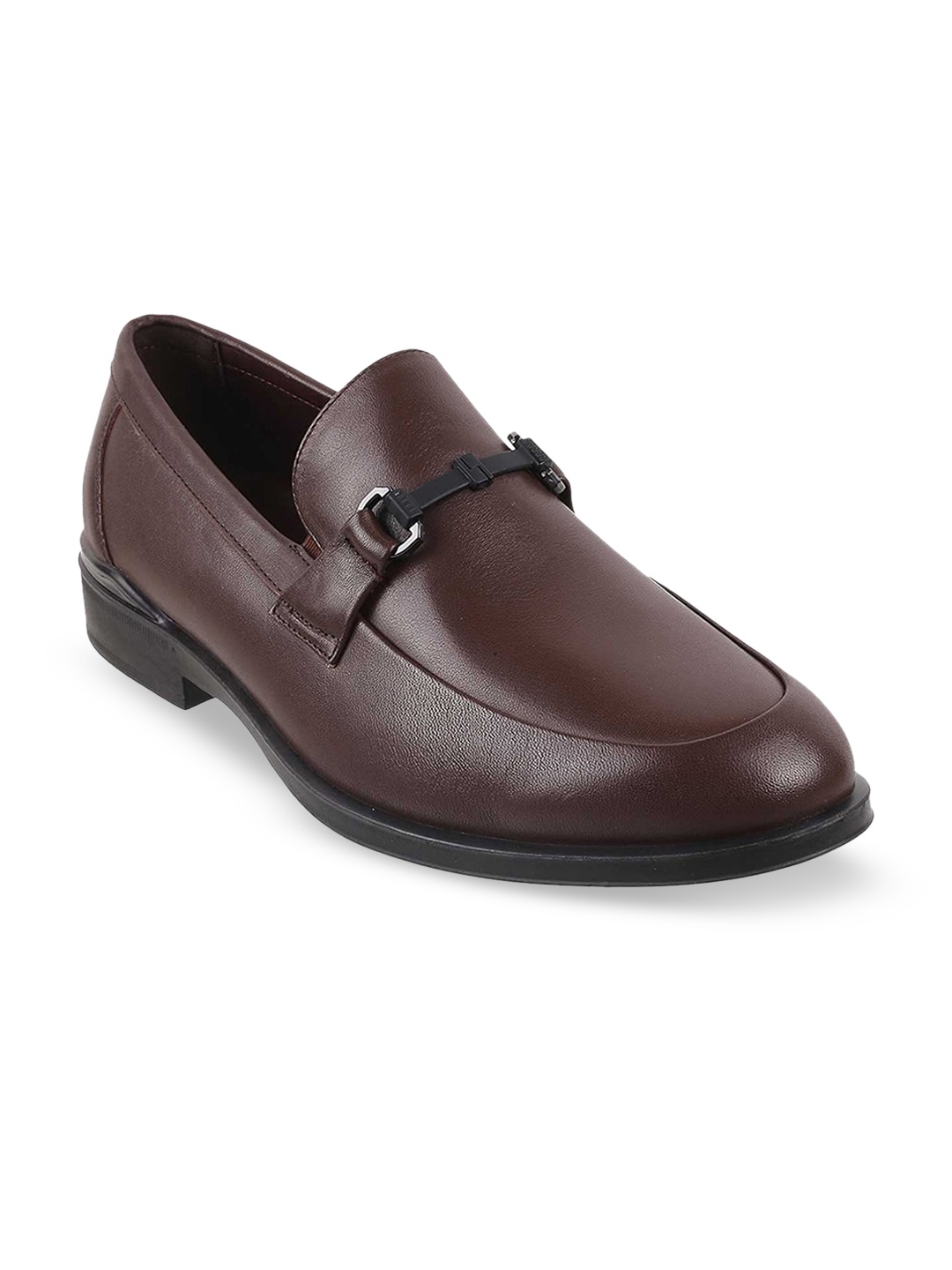 

DAVINCHI Men Brown Solid Leather Formal Loafers