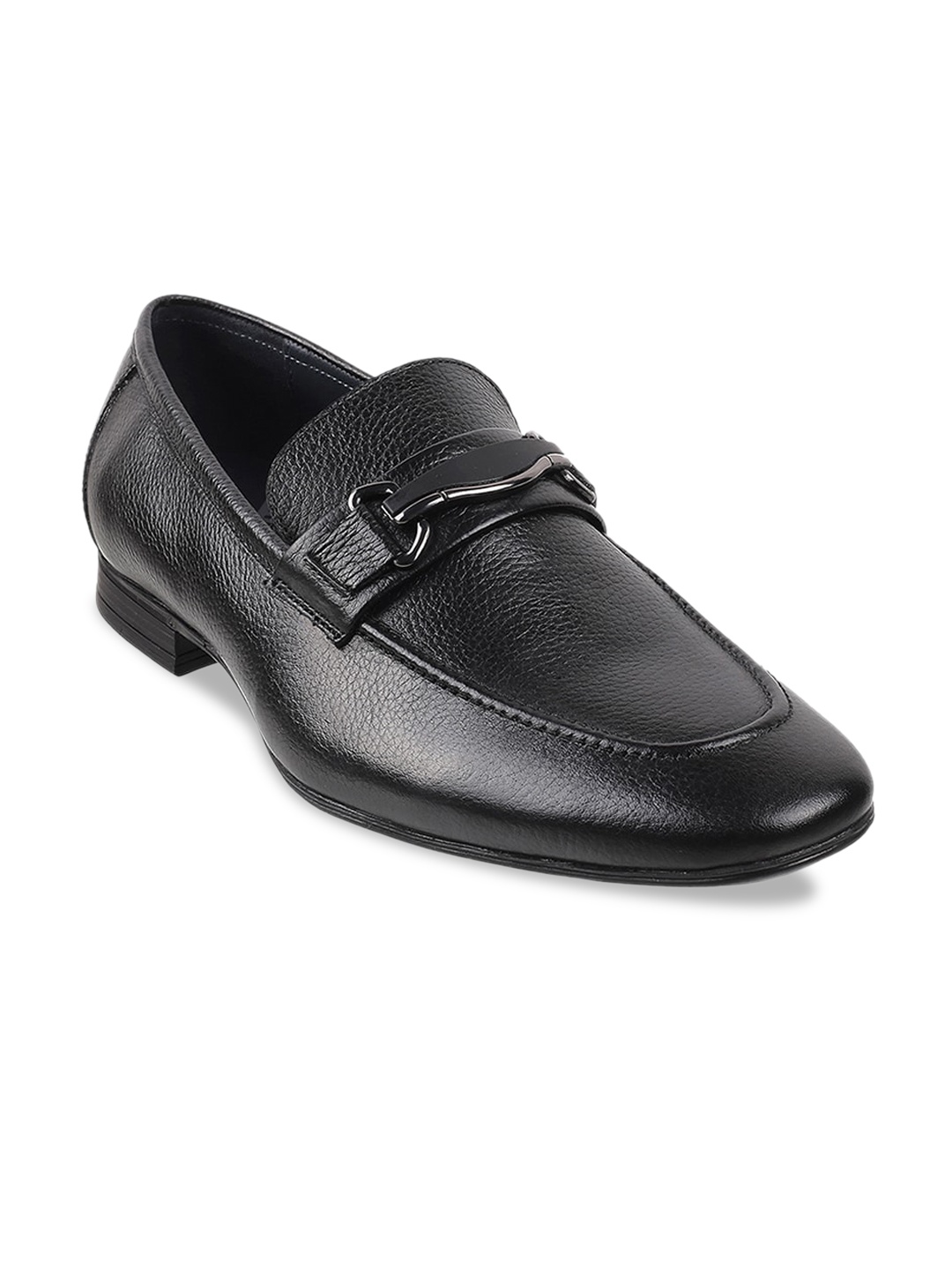 

DAVINCHI Men Black Solid Leather Formal Loafers