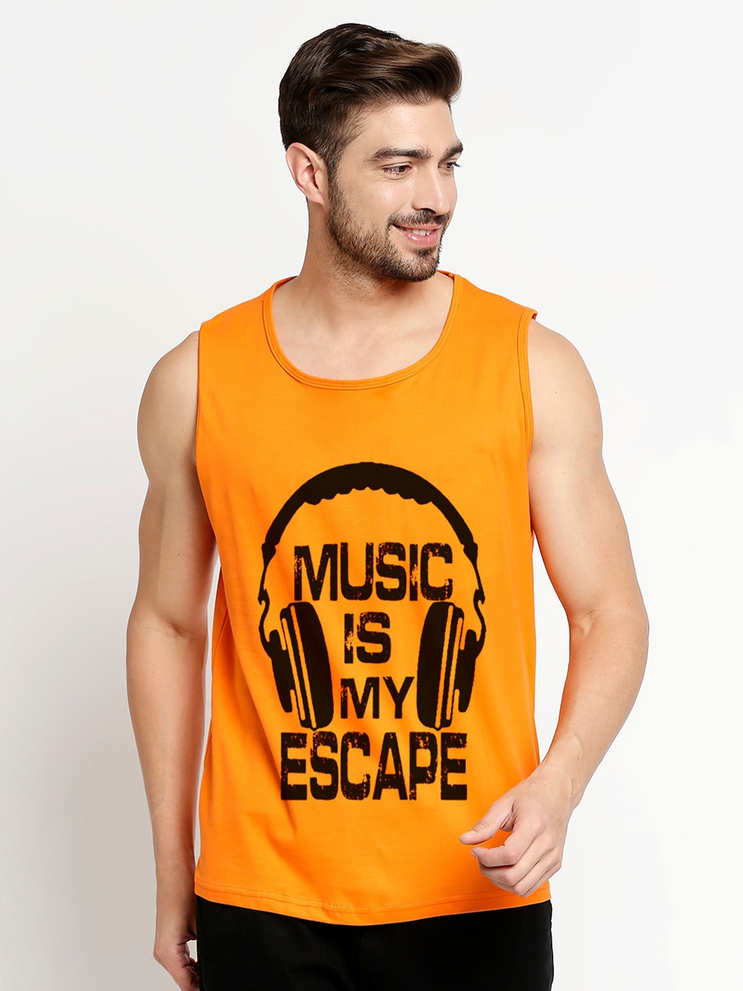

Blacksmith Men Orange & Black Typography Printed Pure Cotton Training or Gym T-shirt
