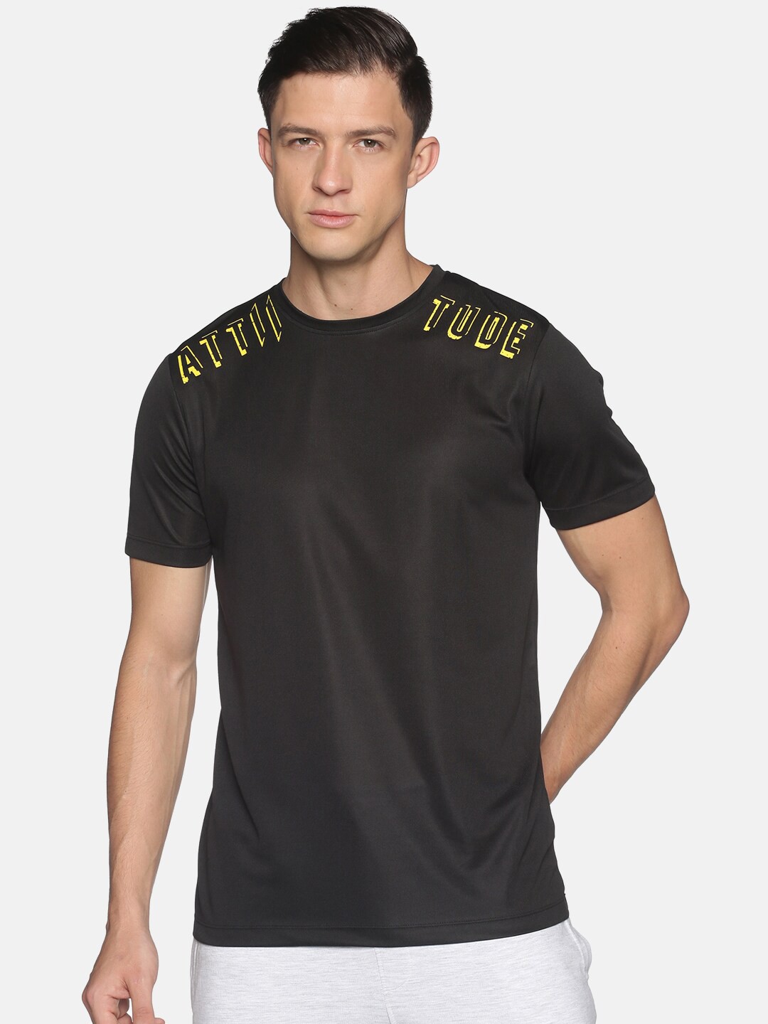 

ATTIITUDE Men Black Typography Regular Fit Slim Fit T-shirt