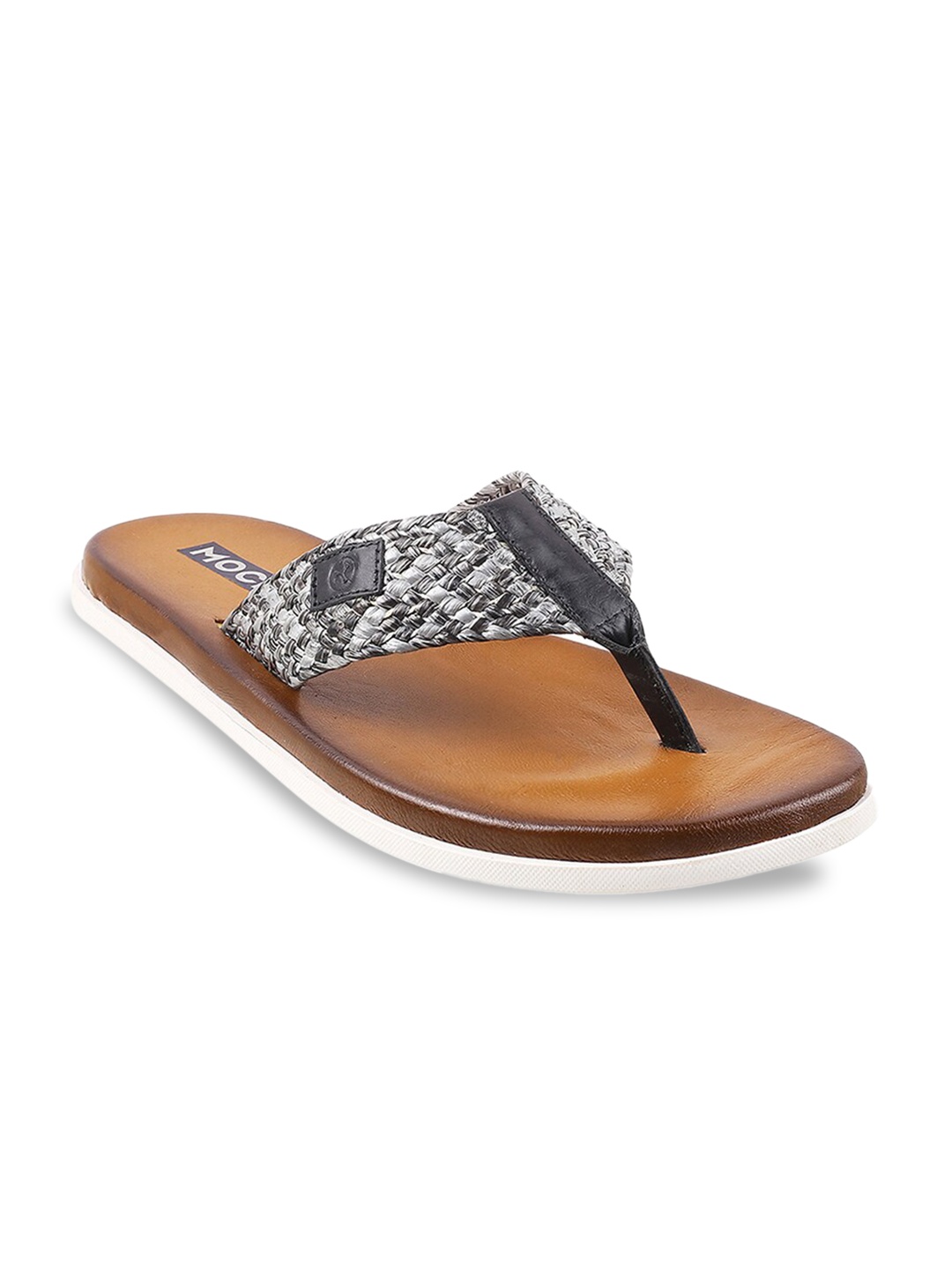 

Mochi Men Grey & Brown Leather Comfort Sandals