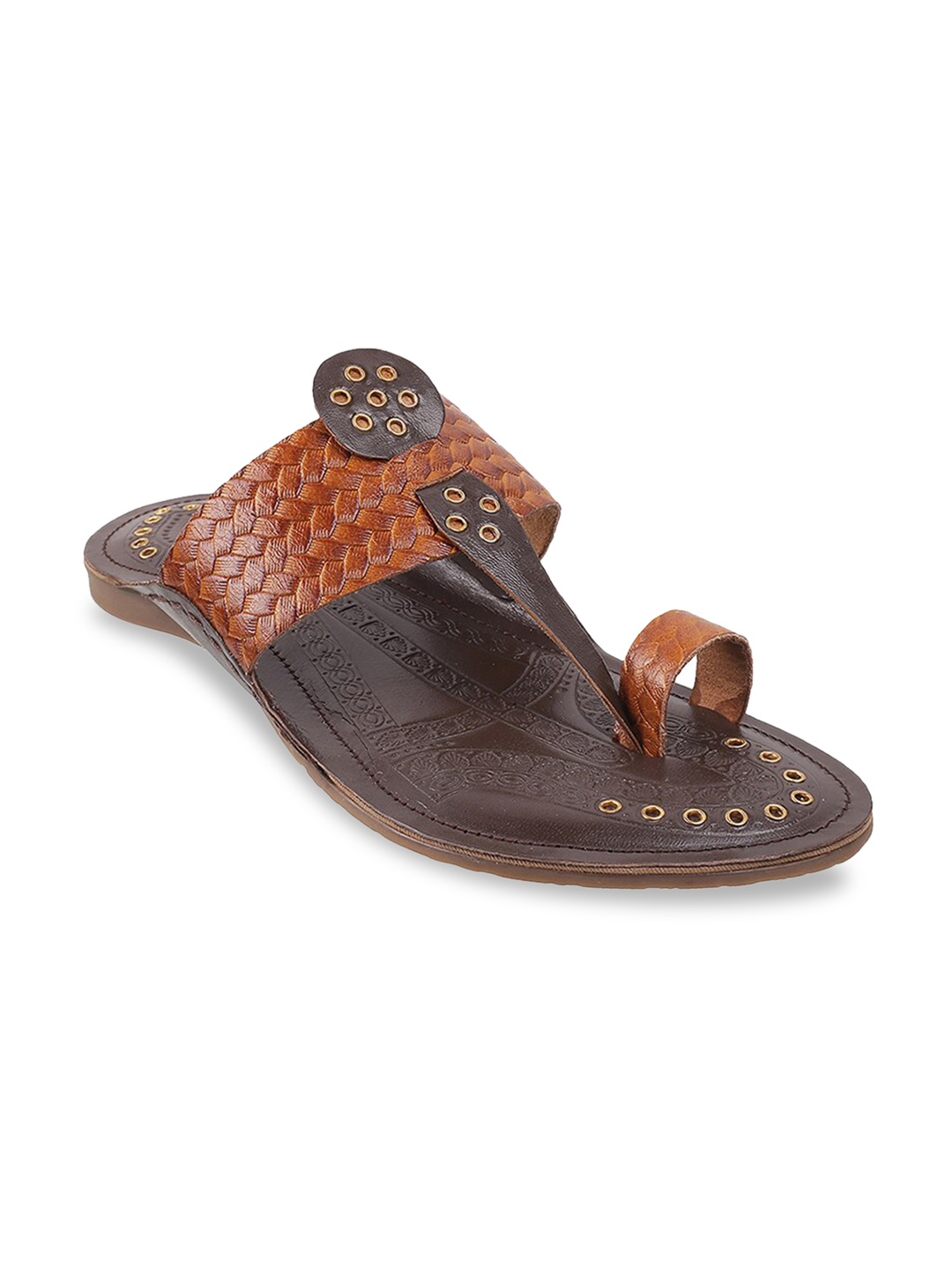 

Mochi Men Tan Ethnic Leather Comfort Sandals