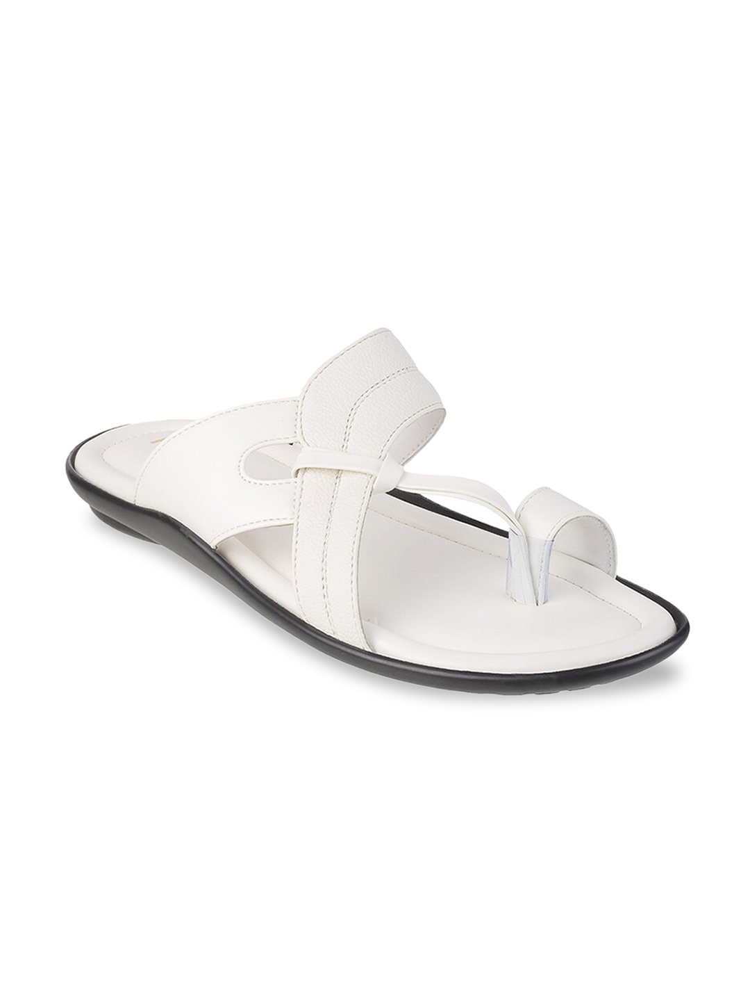 

Mochi Men White Solid Ethnic Leather Comfort Sandals