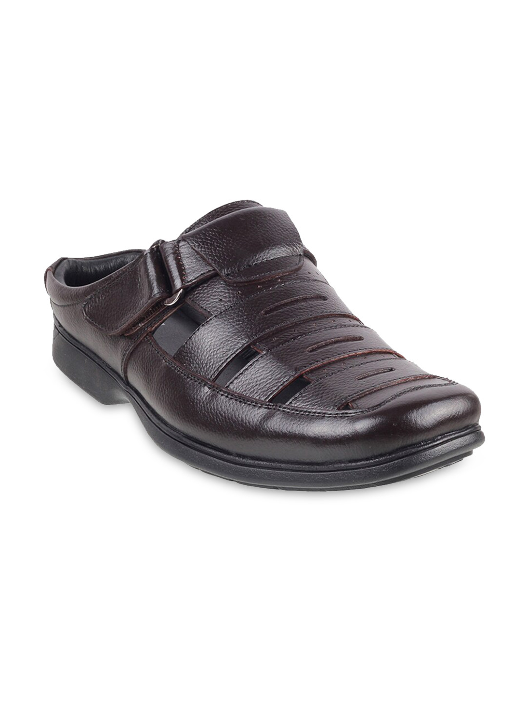 

Mochi Men Brown Leather Shoe-Style Sandals