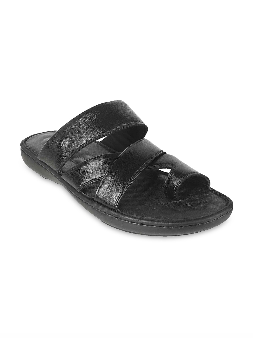 

Mochi Men Black Leather Comfort Sandals