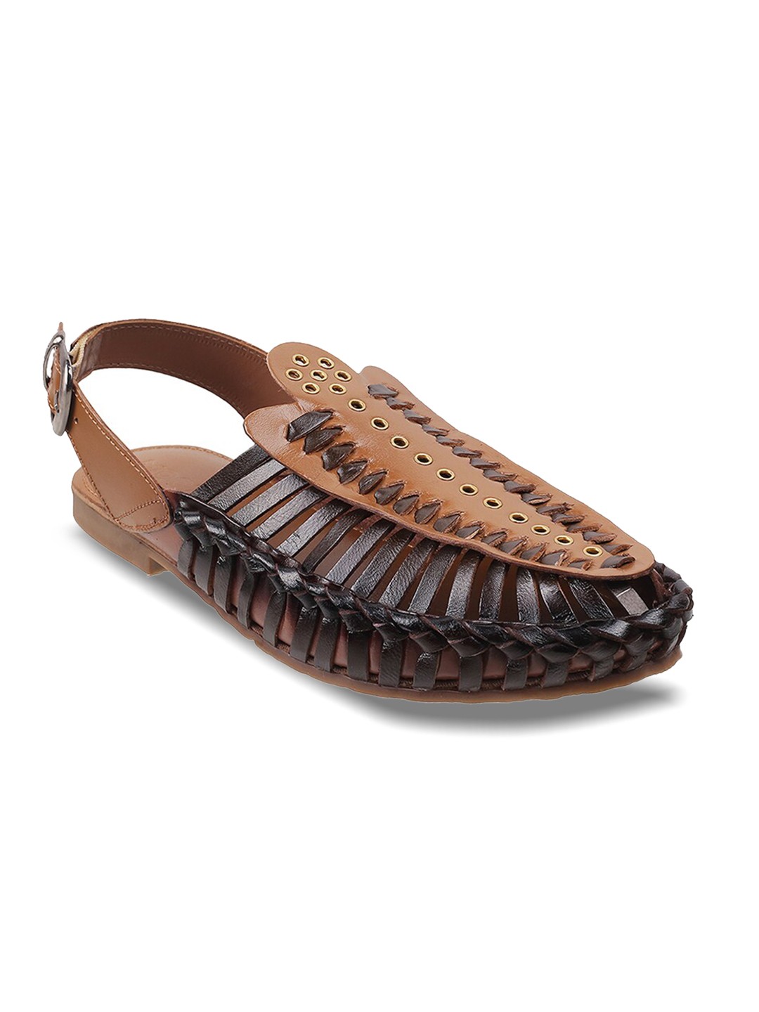 

Mochi Men Tan Ethnic Leather Comfort Sandals