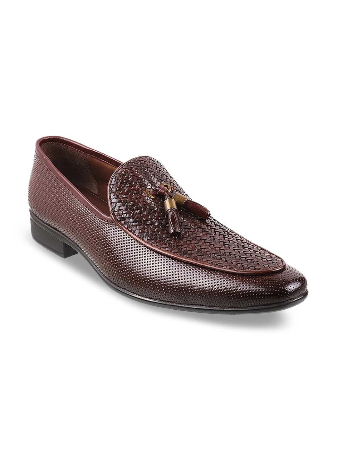 

Mochi Men Brown Textured Leather Formal Loafers