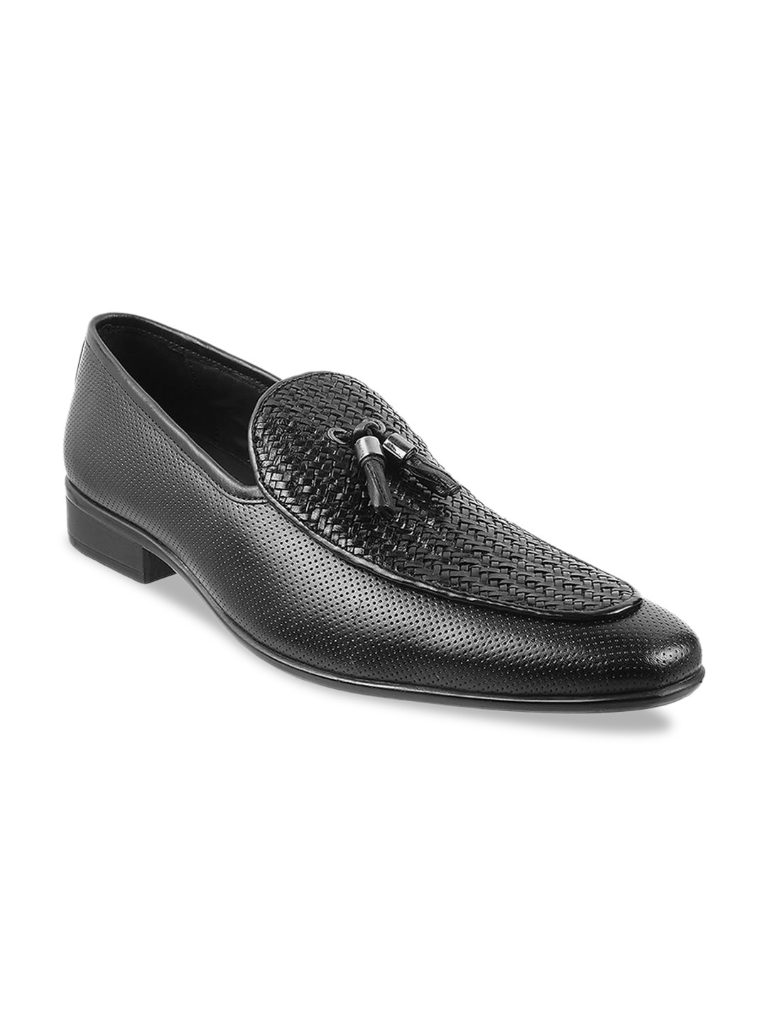 

Mochi Men Black Textured Leather Formal Loafers
