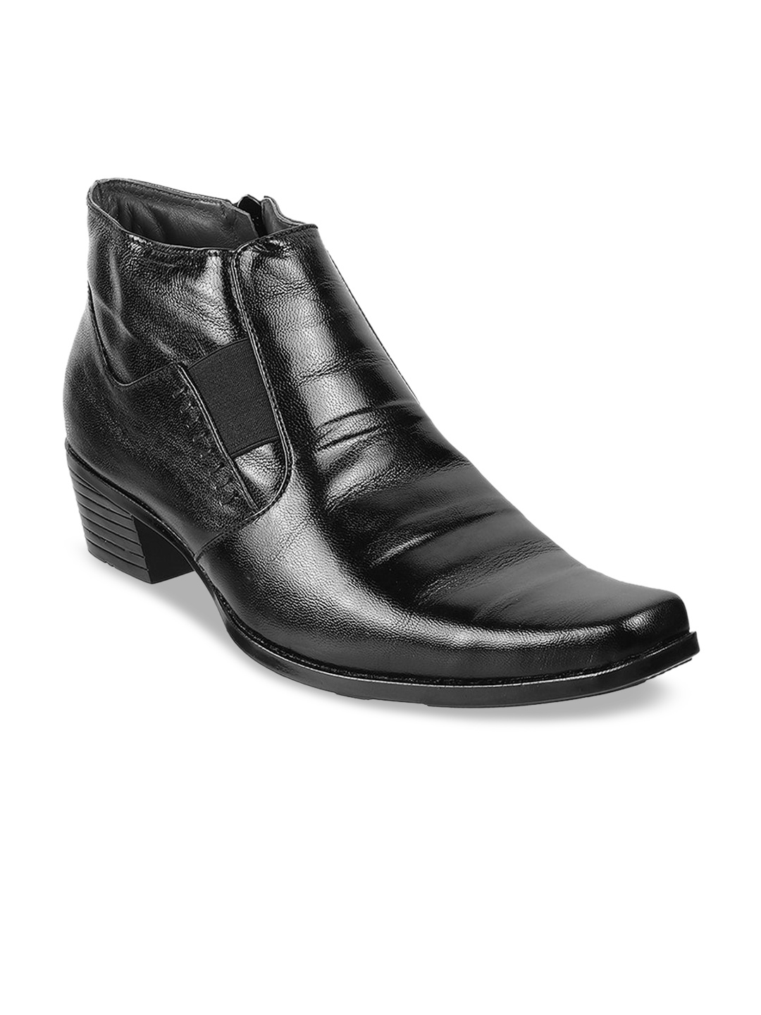 

Mochi Men Black Solid Leather Boots